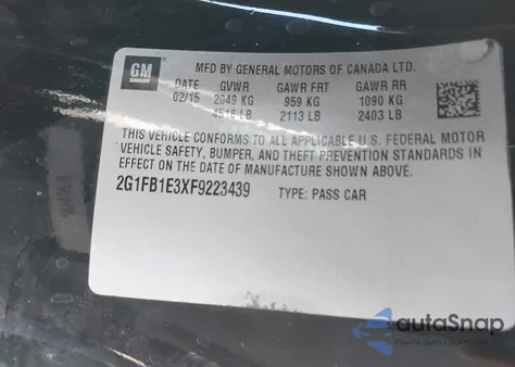 2015 Chevrolet Camaro 2Ls из США, поврежденный, VIN 2G1FB1E3XF9223439